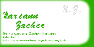 mariann zacher business card